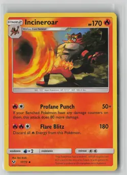 Incineroar 17/73 Uncommon Shining Legends Pokemon NM - Image 1