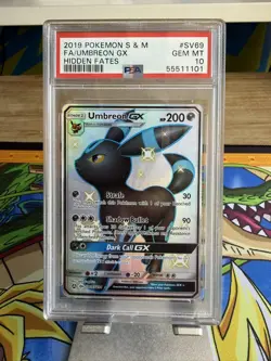 2019 Pokemon Sun & Moon Hidden Fates #SV69 FA Umbreon Gx PSA 10 GEM MINT - Image 1