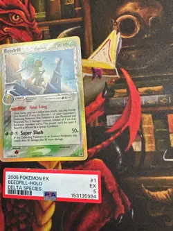 BEEDRILL HOLO (DELTA SPECIES) 2005 POKEMON EX DELTA SPECIES PSA 5 LP 1/113 - Image 2