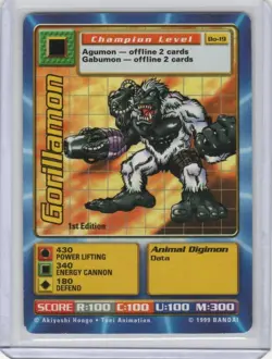 Digimon Card - 1999 (LP) Gorillamon BO-19 - Bandai 1st Ed. Vtg - 202 - Image 1