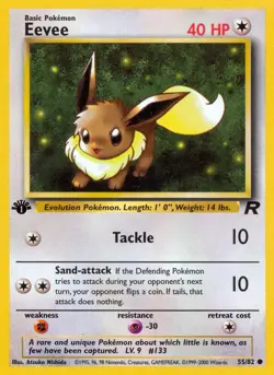 1st Edition Eevee 55/82 - Team Rocket - Pokemon Card - Near Mint (NM) - Image 1