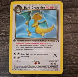 Dark Dragonite Pokemon Card 22/82 Team Rocket 1st Edition Non Holo Rare Vintage - Image 1