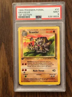 POKEMON FOSSIL 1st Edition GRAVELER #37 NON HOLO PSA9 #53918604 - Image 1