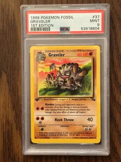 POKEMON FOSSIL 1st Edition GRAVELER #37 NON HOLO PSA9 #53918604 - Image 2