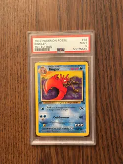 POKEMON FOSSIL 1st Edition KINGLER #38 NON HOLO PSA9 #53825549 - Image 1