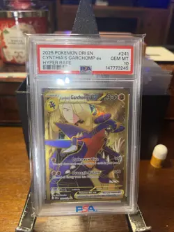 2025 Pokemon DRI EN Cynthia’s Garchomp ex Hyper Rare #241 PSA 10 GEM MT - Image 1