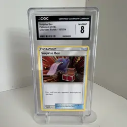 Pokemon Surprise Box CGC 8 Unbroken Bonds 187/214 Trainer Card English 2019 - Image 1