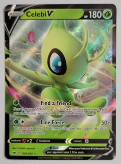 CELEBI V 001/202 HOLO V RARE SWORD & SHIELD POKEMON NM - Image 1