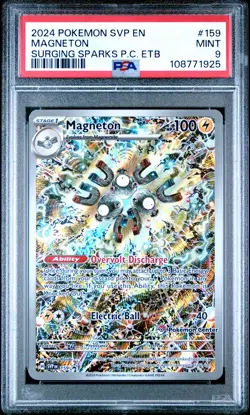 2024 POKEMON SURGING SPARKS POKEMON CENTER ETB PROMO SVP #159 MAGNETON PSA 9 - Image 1