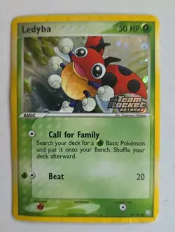 Pokemon TCG Ledyba 64/109 Team Rocket Returns Reverse Foil DMG - Image 1