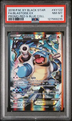 2016 POKEMON XY BLACK STAR PROMO #XY122 FULL ART/BLASTOISE EX PSA 8 - Image 1