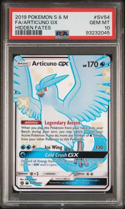 2019 POKEMON SUN & MOON HIDDEN FATES #SV54 FULL ART/ARTICUNO GX PSA 10 - Image 1