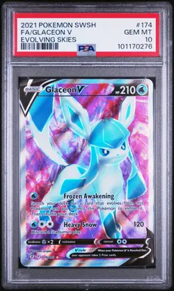 2021 Pokemon Sword & Shield Evolving Skies 174 Glaceon V Full Art PSA 10 - Image 1