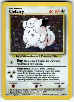 Clefairy 005/102 Base Set LP+ Pokemon Card TCG - Image 1