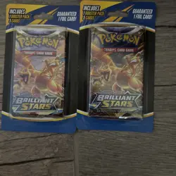 2X Pokemon, TCG Brilliant Stars Sword n Shield, 1 Booster Pack, 5 cards - Image 1