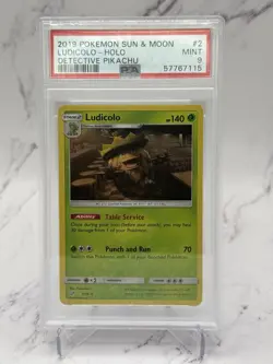 2019 POKEMON SUN & MOON DETECTIVE PIKACHU #2 LUDICOLO PSA 9 MINT - Image 1