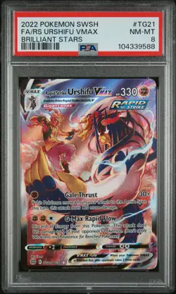 2023 Pokemon Sword & Shield Full Art Urshifu VMAX Brilliant Stars #TG21 PSA 8 - Image 1