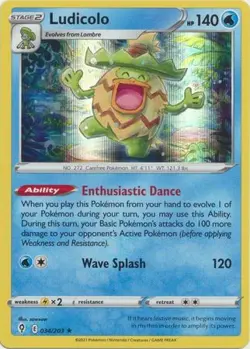 LUDICOLO 034/203 EVOLVING SKIES POKEMON (HOLO RARE, NM) - Image 1