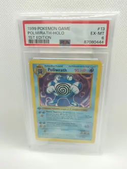 Pokemon Poliwrath Holo 1st Edition 13/102 PSA 6 EX-MT Base - RARE - Image 1