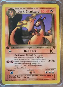 Pokemon TCG Dark Charizard 21/82 Team Rocket 1st Edition Card. LP+/NM. NON-HOLO - Image 1