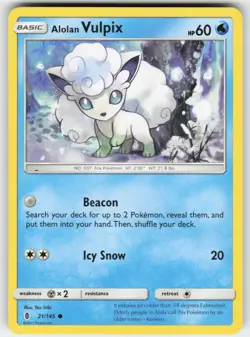 Alolan Vulpix 21/145 Common Guardians Rising Pokemon Moderately Played - Image 1