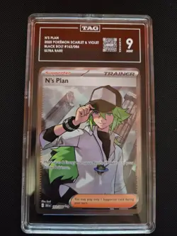 N's Plan 163/086 Sv: Black Bolt Holo TAG Mint 9 Graded Pokemon - Image 1
