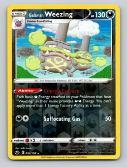 Galarian Weezing 096/198 Rare Chilling Reign Pokemon Reverse Holo LP - Image 1