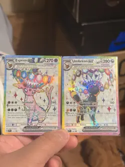 Pokemon TCG Espeon ex #175 Umbreon ex #176 Scarlet Violet Promo Portuguese Holo - Image 1