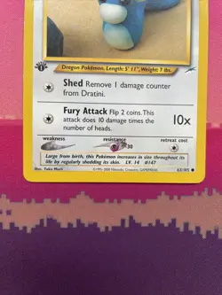 Pokemon Card Dratini Neo Destiny 1st Edition Common 63/105 Near Mint - Image 3