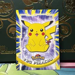 1999 Topps Pokemon #25 Pikachu TV Animation Edition Series Black Logo NM - Image 1