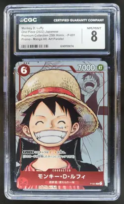 2022 ONE PIECE JP MONKEY D. LUFFY PROMO MANGA ALT ART P-001 CGC 8 M PT - Image 1
