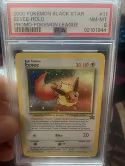 2000 Pokemon Black Star Eevee Holo Promo League PSA 8 NM-MT - Image 1