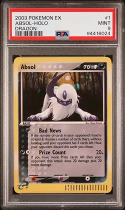 PSA 9 MINT Pokemon Absol 1/97 EX Dragon Holo Rare - Image 1