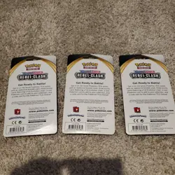 Pokemon TCG S&S: Rebel Clash Blister Booster Pack - w/3 Promos and Coin - NEW - Image 3