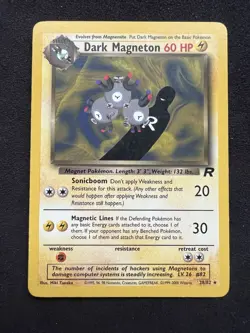 LP Dark Magneton 28/82 Team Rocket Regular Non Holo Rare Vintage Card Pokemon - Image 1
