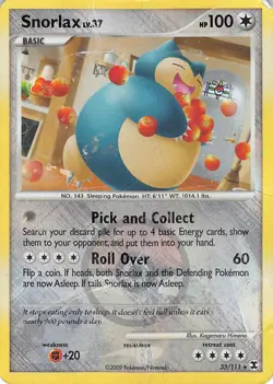 Snorlax 33/111 Rare Rising Rivals Pokemon Reverse Holo Damaged - Image 1