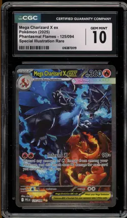 Pokemon Mega Charizard X ex Phantasmal Flames SIR #125 CGC 10 Gem Mint - Image 1