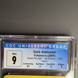 CGC 9 Dark Alakazam 1/82 Team Rocket Holo Rare 1st Ed Pokemon 2000 - Image 2