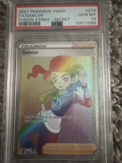 2021 PSA 10 FA Dancer #274 Rainbow Secret Rare Pokemon TCG SWSH Fusion Strike - Image 1