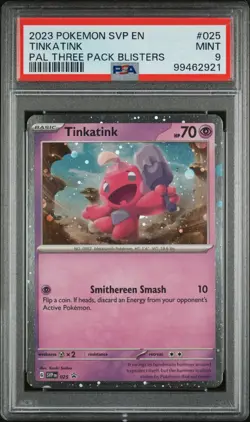 PSA 9 Tinkatink 025 Scarlet & Violet Black Star Promo Cosmos Holo Pokemon 2023 - Image 1