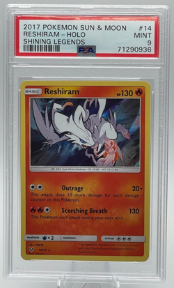 2017 POKEMON SUN & MOON SHINING LEGENDS #14 RESHIRAM-HOLO PSA 9 MINT - Image 1