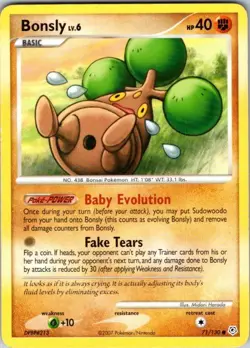 Bonsly 71/130 Common Diamond & Pearl Pokemon Heavily Played - Image 1