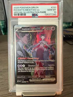 2025 POKEMON DRI EN-DESTINED RIVALS #231 TEAM ROCKET'S MEWTWO EX PSA 10 - Image 1