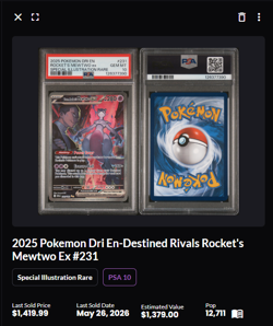 2025 POKEMON DRI EN-DESTINED RIVALS #231 TEAM ROCKET'S MEWTWO EX PSA 10 - Image 2
