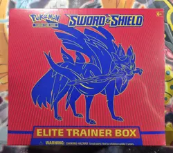 Pokemon TCG Sealed Sword and Shield Base Set ETB Elite Trainer Box Zacian - Image 1