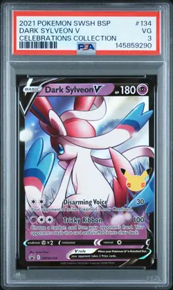 2021 Pokemon Sword & Shield Black Star Promos 134 Dark Sylveon V PSA 3 145859290 - Image 1