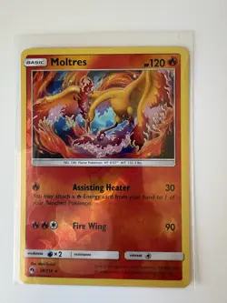 Moltres 38/214 Rare Lost Thunder Pokemon TCG Reverse Holo LP 2018 - Image 2