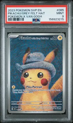2023 POKEMON SVP EN-SV BLACK STAR PROMO #085 PIKACHU WITH GREY FELT HAT PSA 9 - Image 1