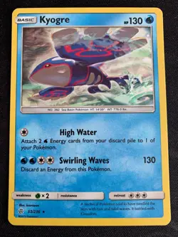 Pokemon Kyogre 53/236 Cracked Ice Holo Rare Cosmic Eclipse Lightly Played - Image 1