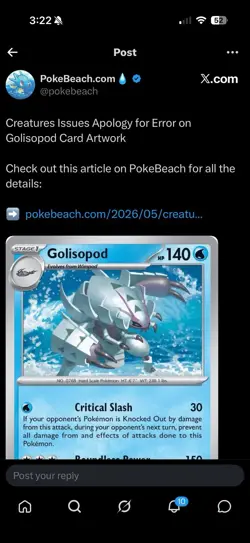 ERROR Pokemon TCG Golisopod 026/086 Uncommon Chaos Rising NM NON HOLO - Image 3